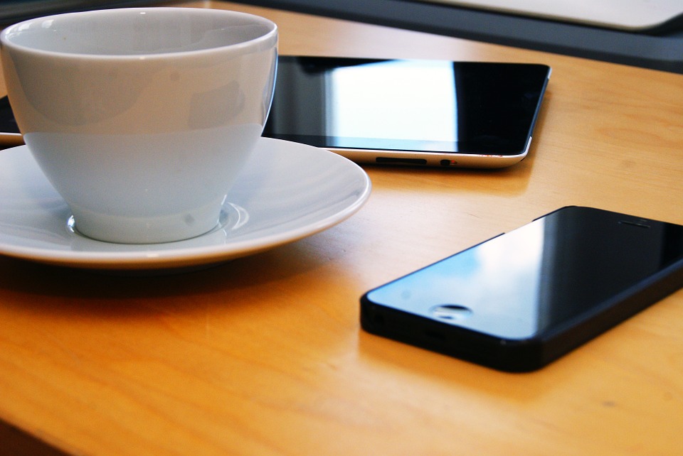 phones and cup
